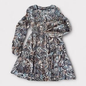 XS CUPSHE Paisley Retro Puff Sleeve Mini Dress